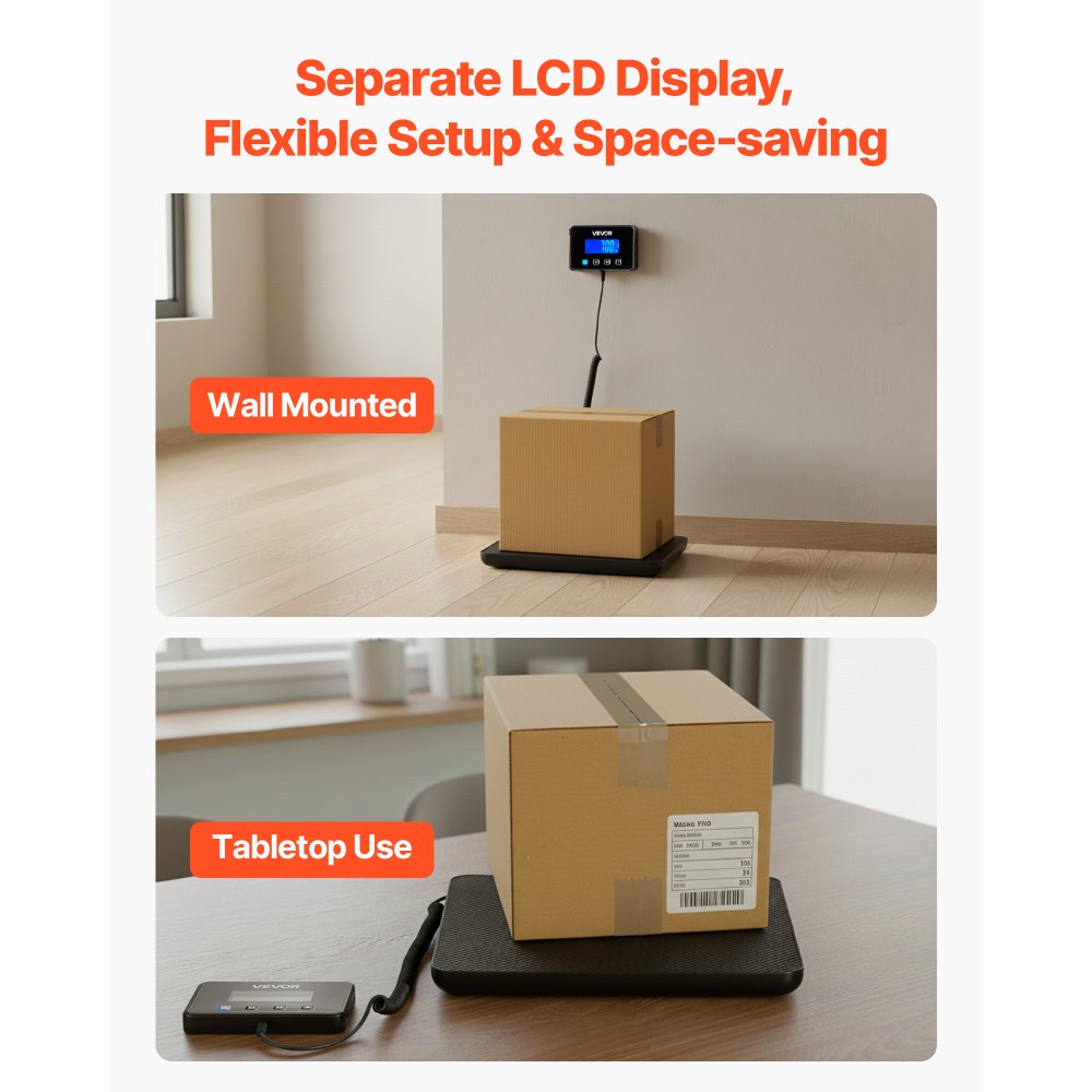 VEVOR digitale pakketweegschaal, 10/100 g, dubbele nauwkeurigheid, platformweegschaal tot 200 kg met hold/tarra-functie en lcd-display, voor pakketten, post, bagage, inclusief batterij en oplaadkabel