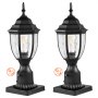 VEVOR 2 Pack Dusk to Dawn Outdoor Post Light, 390 mm, Waterproof Lamp Post Light Fixtures with 3.5 in Pier Mount Base Glass Shade, Lightning-proof Exterior Pole Column Light for Patio Garden Pathway