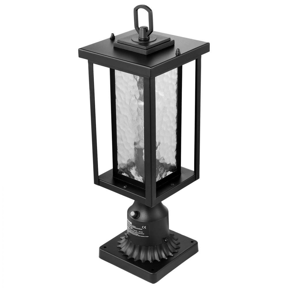 VEVOR 2-pack schemer-tot-zonsopgang buitenlantaarnpalen, 450 mm, waterdichte lantaarnpaallampen met 3,5 inch glazen kap op de paalbevestiging, bliksembestendige buitenlantaarnpaal voor op terras en tuinpad