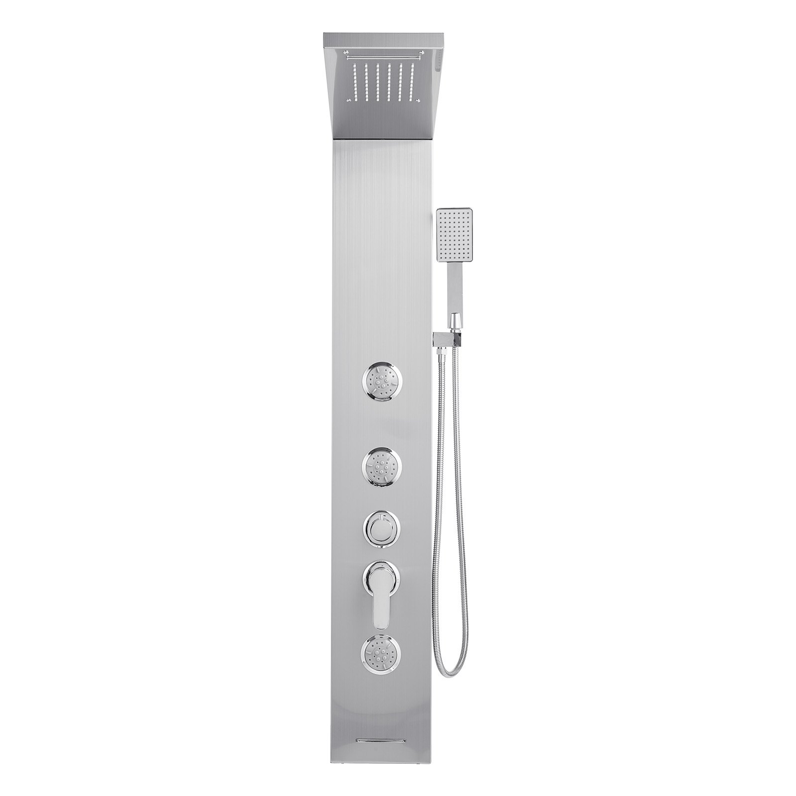 VEVOR Douchepaneeltorensysteem (5 in 1) met regendouchekop, (1345 mm) roestvrijstalen douchekolom, aan de muur bevestigd regenmassagesysteem, met handdouche en baduitloop en 3 lichaamsjets