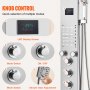 VEVOR Shower Panel System, 6 Shower Modes, LED and Screen Hydropower Shower Panel Tower, Rainfall, Waterfall, 5 Massage Jets, Tub Spout, Hand Shower, Stainless Steel Wall Mounted Shower Set