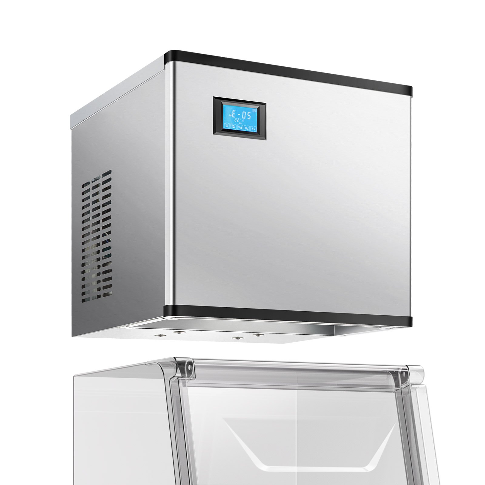 VEVOR Ice Machine Head Commercial Ice Maker Ice Machine (Head Only) 136 kg/day, Stainless Steel + PE Plastic Head Ice Maker Head with Smart Control Panel & One-Button Cleaning