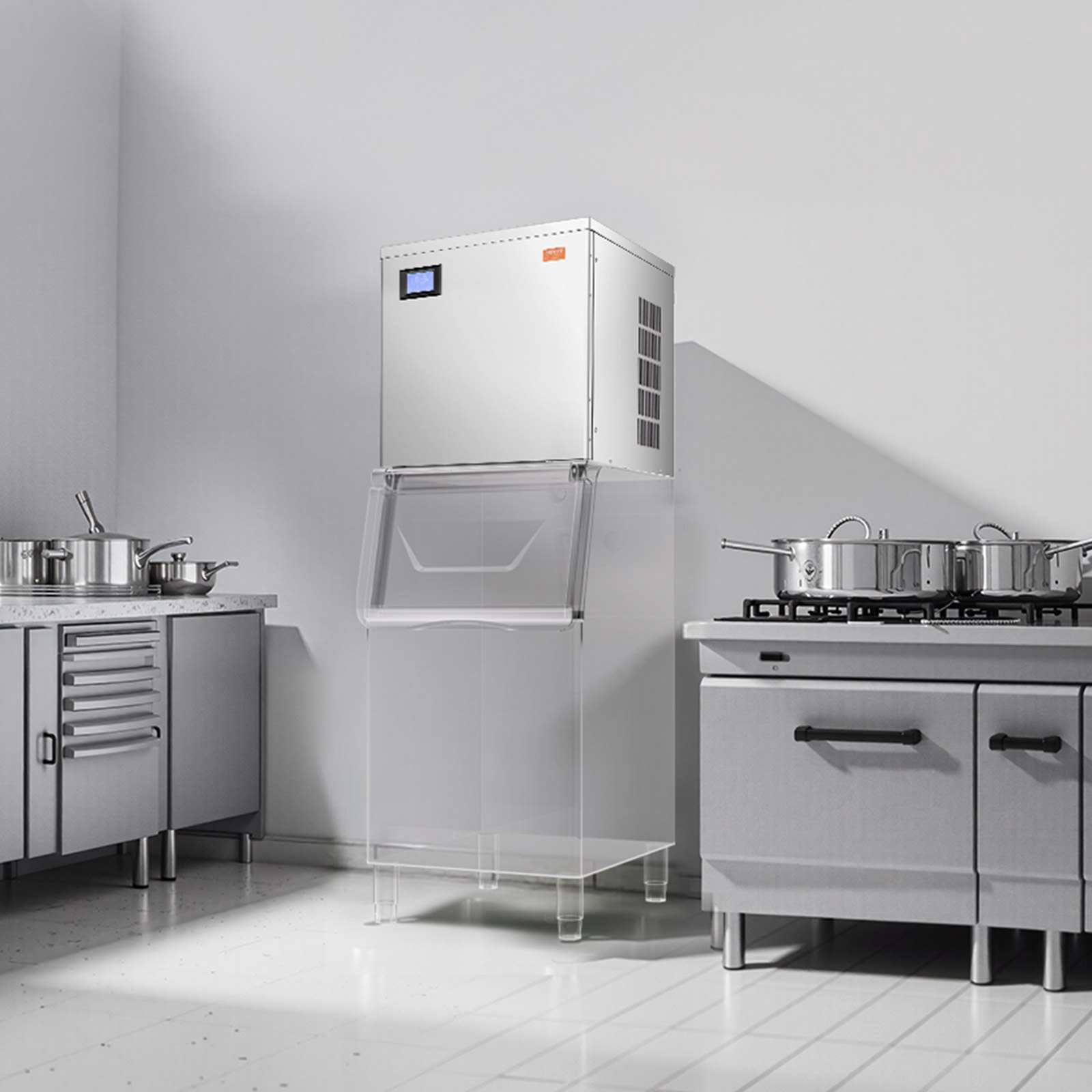 VEVOR Ice Machine Head Commerciële ijsmachine IJsmachine (alleen kop) 249 kg/dag, roestvrij staal + PE-kunststof kop IJsmachinekop met slim bedieningspaneel en reiniging met één knop