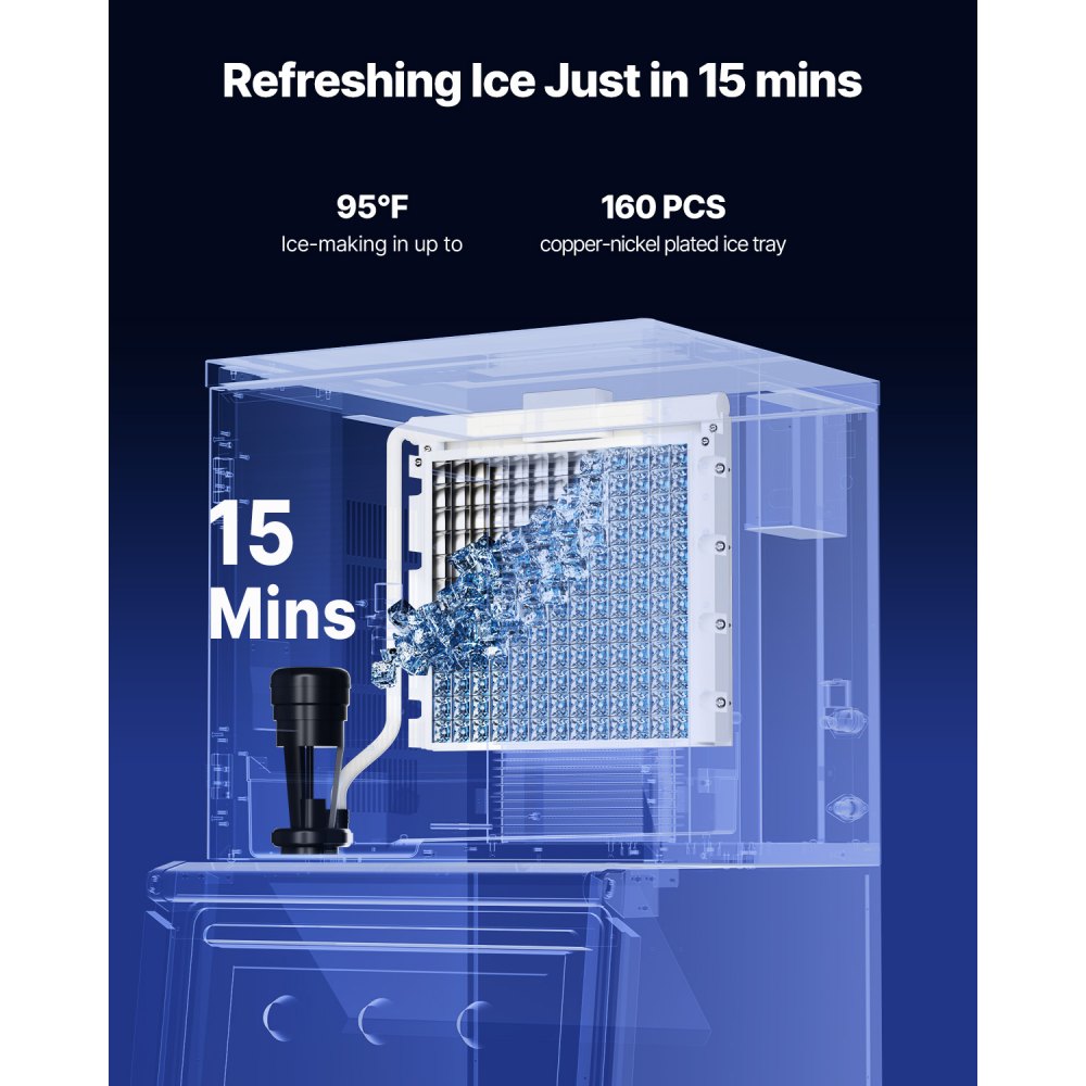VEVOR Commercial Ice Maker Machine - Head, 400 Lbs/Day Stainless Steel Ice Machine with Self-Cleaning, Scheduled Ice-Making, Adjustable Thickness, Ideal for Restaurant Bar Cafe Hotel - Head Only