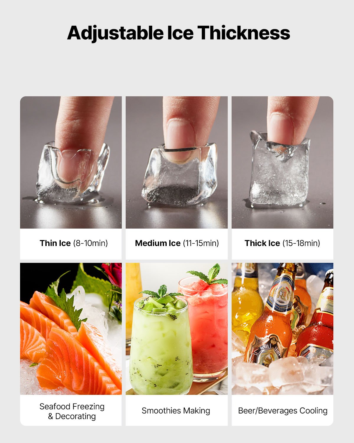 VEVOR Commercial Ice Maker Machine - Head, 250 kg/Day Stainless Steel Ice Machine with Scheduled Ice-Making, Self-Cleaning, Adjustable Thickness, Ideal for Restaurant Bar Cafe Hotel - Head Only