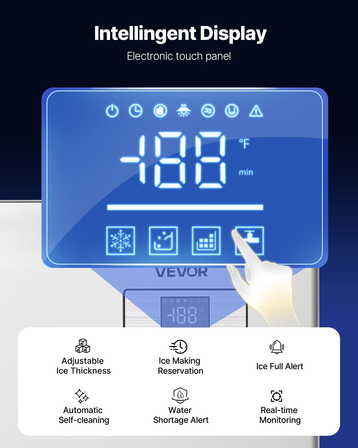 VEVOR Commercial Ice Maker Machine - Head, 250 kg/Day Stainless Steel Ice Machine with Scheduled Ice-Making, Self-Cleaning, Adjustable Thickness, Ideal for Restaurant Bar Cafe Hotel - Head Only