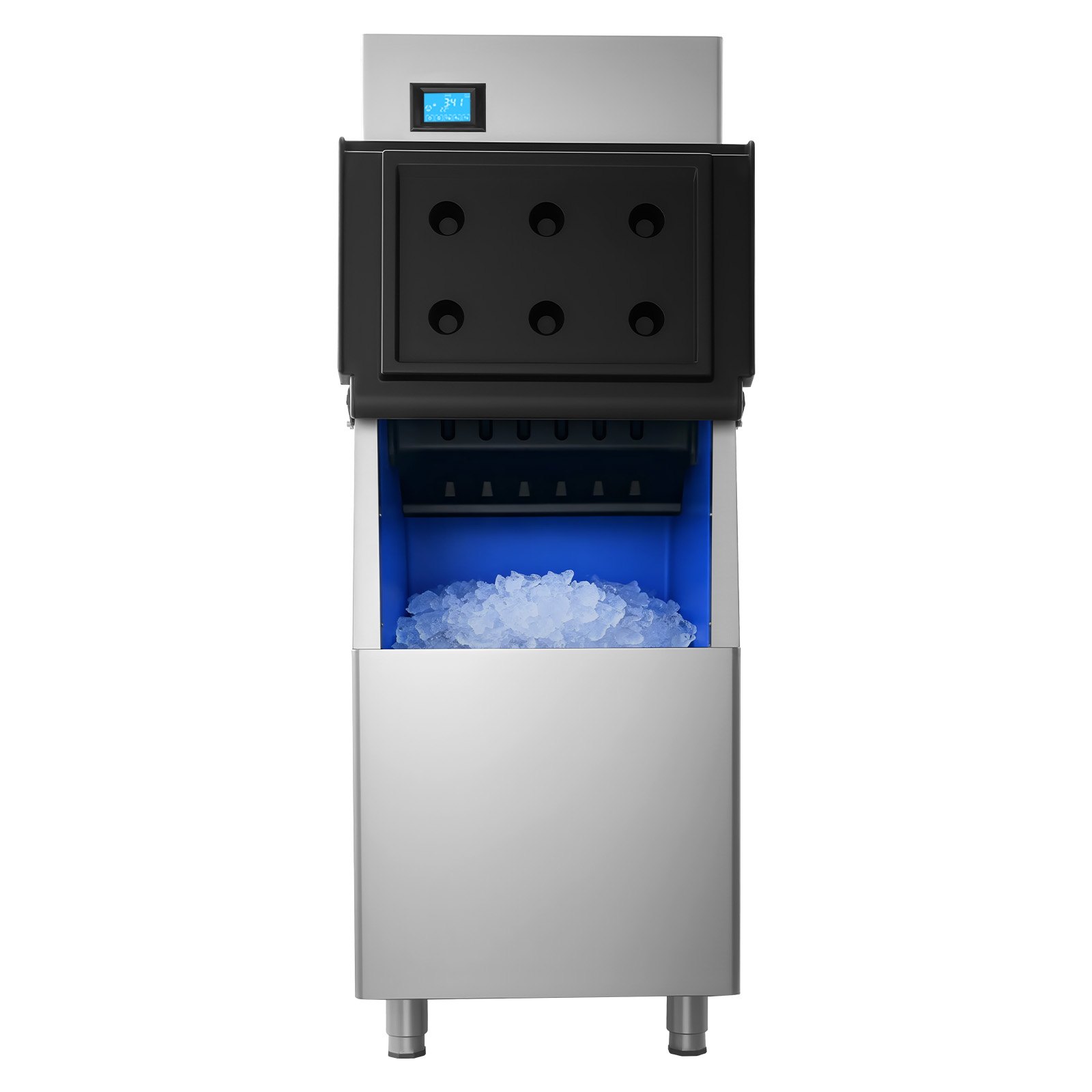 VEVOR Commerciële IJsmachine Processorkop 163 kg/dag Roestvrij Staal, met Zelfreiniging & Touchscreen, IJsblokjesbak met een capaciteit van 113 kg, Ideaal voor Restaurants, Bars, Cafés en Hotels