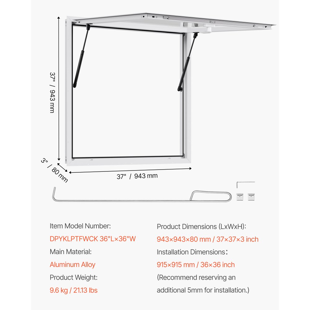 VEVOR Food Trailer Raam (915 x 915 mm), Aluminium omlijst serveerraam voor foodtrailers, 85° openend serveerraam voor foodtrucks, Regenbestendig concessieraam