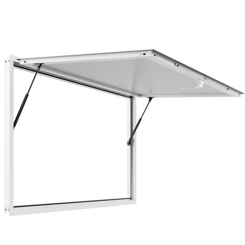 VEVOR Concession Window 152x92 cm, Aluminum Alloy Frame Service Window for Food Truck, Up to 85 Degrees Stand Serving Window with Awning Door and Drag Hook, Rainwater Resistant for Concession Trailer