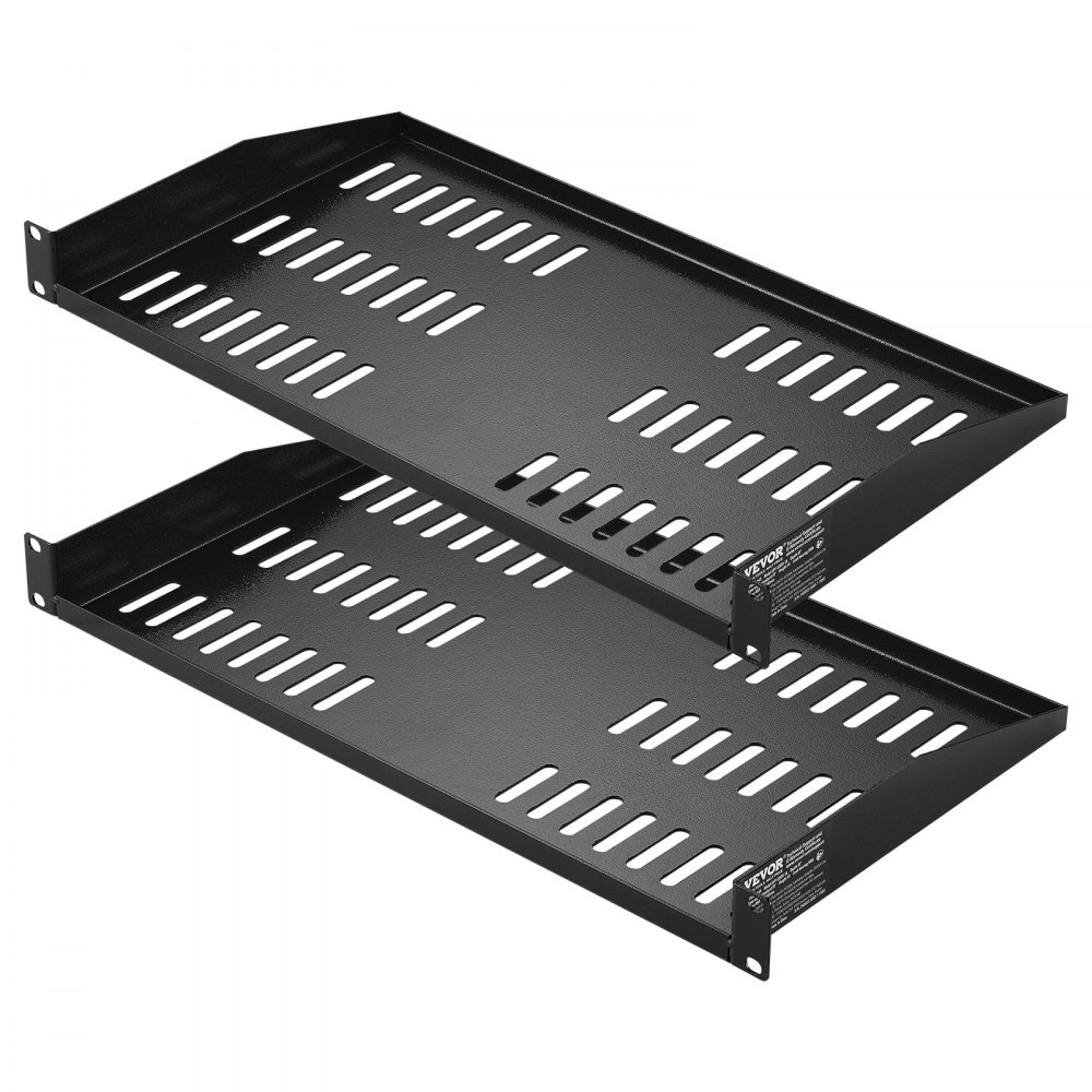 VEVOR 2PCS 1U Server Rack Shelf 10"/254 mm Depth Vented Rack Mount Shelf Tray