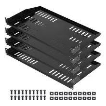 VEVOR 1U serverrackplank, 4-pack, 22,68 kg, geventileerde cantilever, wandmontage of rackmontageplank met plank, 254 mm diepte, goede luchtcirculatie voor 482 mm kastcomputernetwerkapparatuur