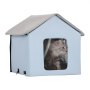 VEVOR Heated Cat House, Outdoor Kitty Shelter with Timer, 600D Oxford Cloth Foldable Cat Shelter with Heated Pad  for Winter to Stay Warm and Cozy, Blue (Small)