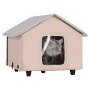 VEVOR Elevated Heated Cat House, Outdoor Kitty Shelter with Timer, 600D Oxford Cloth Foldable Cat Shelter with Heated Pad for Winter to Stay Warm and Cozy, Brown (Middle)