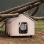 VEVOR Kattenhuis 52x48x47 cm, Kattenhuis 55 W, Kattenhol, Kattenverblijf gemaakt van 600D Oxford-stof met verwarmd kussen, temperatuurverhoging tot 20 °C, voor de winter, Bruin (Midden)