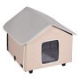 VEVOR Kattenhuis 52x48x47 cm, Kattenhuis 55 W, Kattenhol, Kattenverblijf gemaakt van 600D Oxford-stof met verwarmd kussen, temperatuurverhoging tot 20 °C, voor de winter, Bruin (Midden)