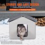 VEVOR Heated Cat House, Outdoor Kitty Shelter with Timer, 600D Oxford Cloth Foldable Cat Shelter with Heated Pad  for Winter to Stay Warm and Cozy, Gray (Middle)