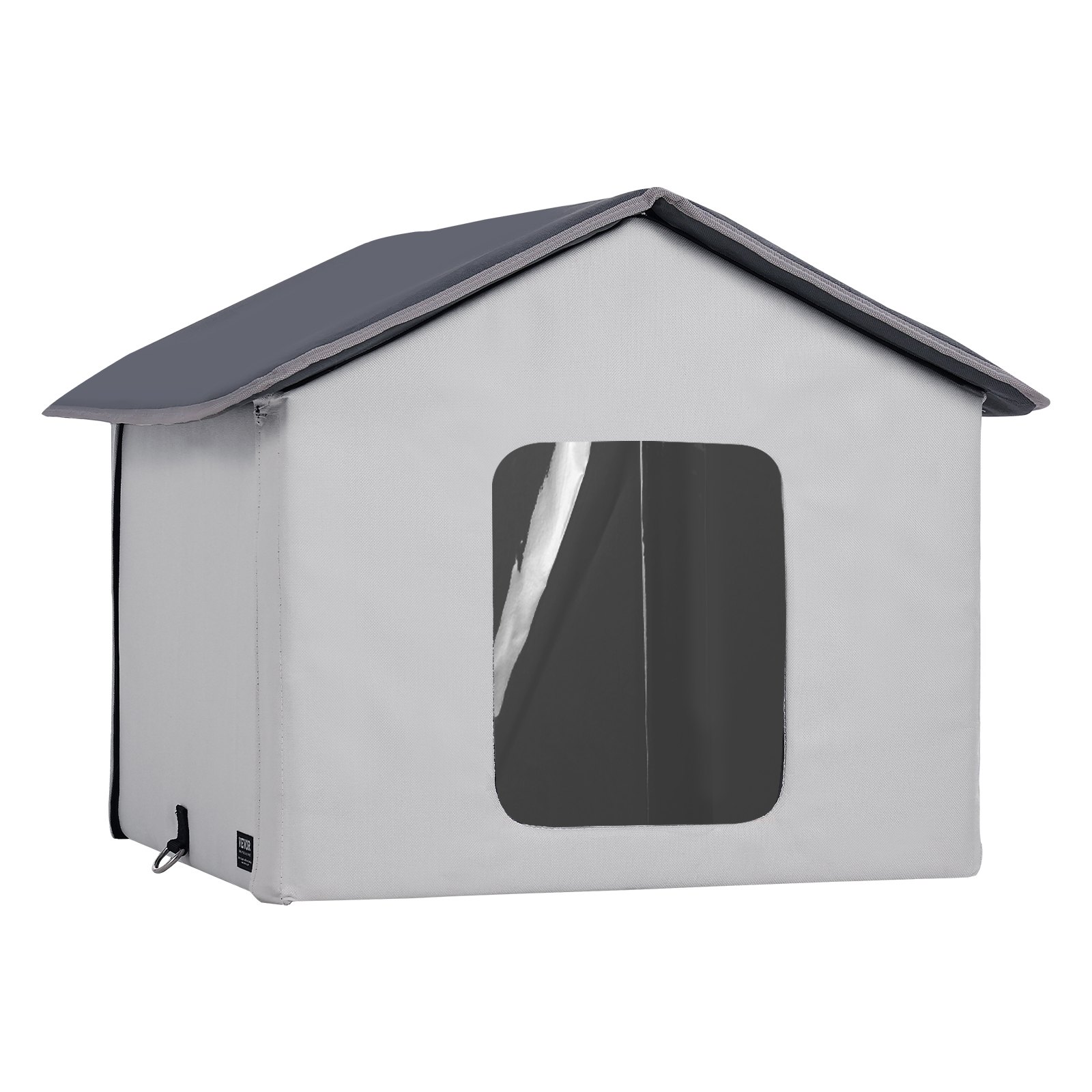 VEVOR Kattenhuis 48x56x44 cm, Kattenhuis 30 W, Kattenhol, Kattenverblijf gemaakt van 600D Oxford-stof met verwarmd kussen, temperatuurverhoging tot 20 °C, voor de winter, Grijs (Midden)