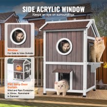 VEVOR Kattenhuis Cat Cave Kattenhut Hout Buiten Asfalt Dak 590x650x920mm