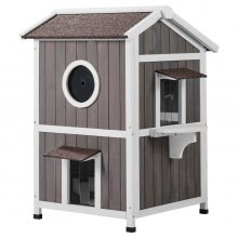 VEVOR Kattenhuis Cat Cave Kattenhut Hout Buiten Asfalt Dak 590x650x920mm