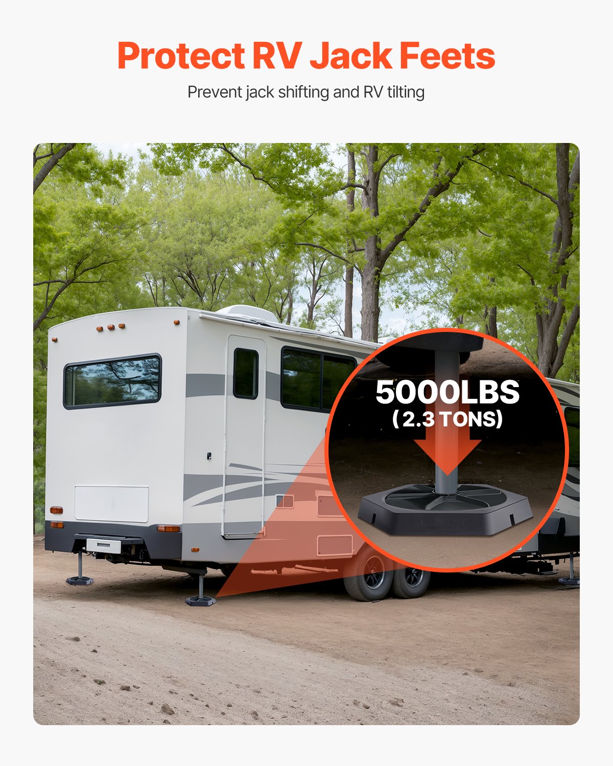 VEVOR RV Leveling Pads, 4-Pack Rubber Trailer Jack Pads, Each with 5000 lbs Capacity, Jack Stabilizer Padding with Large Surface Area, Ideal for 10" Round Feet, 5th Wheels Class A/C Motorhomes Camper