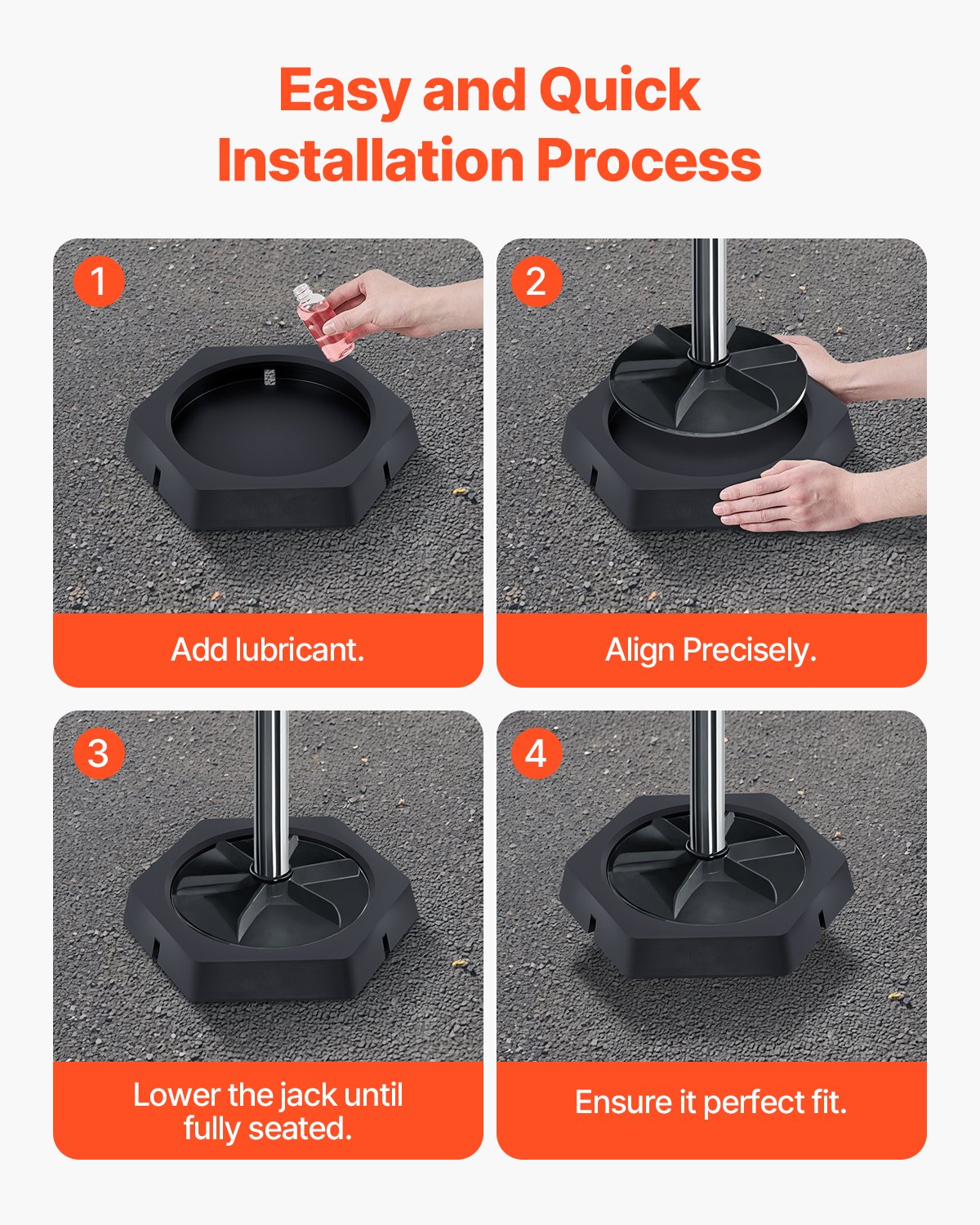 VEVOR RV Leveling Pads, 4-Pack Rubber Trailer Jack Pads, Each with 5000 lbs Capacity, Jack Stabilizer Padding with Large Surface Area, Ideal for 10" Round Feet, 5th Wheels Class A/C Motorhomes Camper