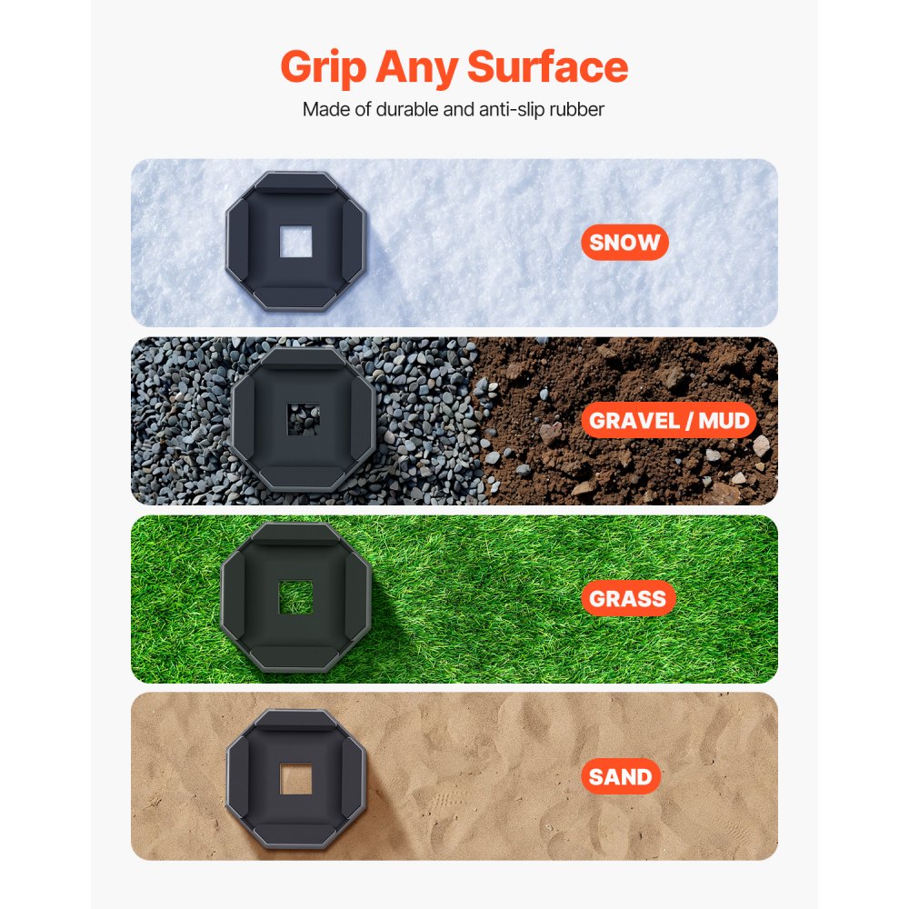 VEVOR RV Leveling Pads, 4-Pack Rubber Trailer Jack Pads, Each with 5000 lbs Capacity, Jack Stabilizer Pad with Large Surface Area, Suitable for 5.5" Square Jack Feet, 5th Wheels Class A/C Motorhomes