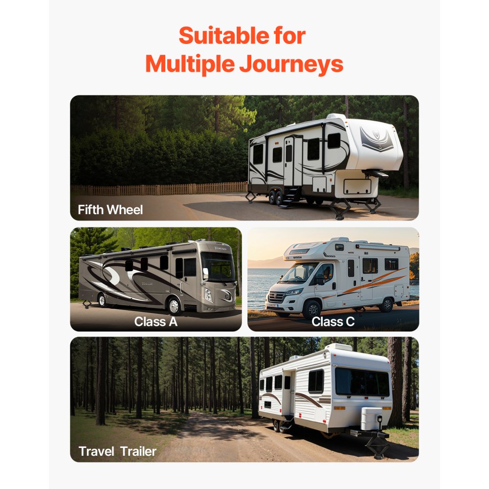 VEVOR RV Leveling Pads, 4-Pack Rubber Trailer Jack Pads, Each with 5000 lbs Capacity, Jack Stabilizer Pad with Large Surface Area, Suitable for 5.5" Square Jack Feet, 5th Wheels Class A/C Motorhomes