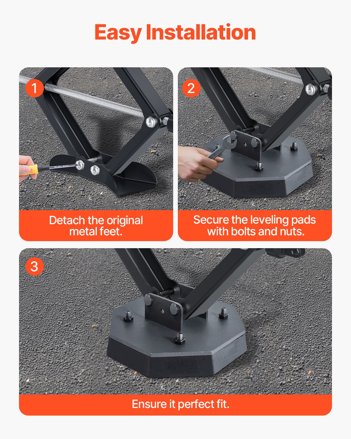 VEVOR 4 stuks RV-nivelleringspads, aanhangwagen-krikpads van rubber, 2300 kg laadvermogen (per pad), stabilisatiepad met groot oppervlak, ideaal voor schaarkrikken