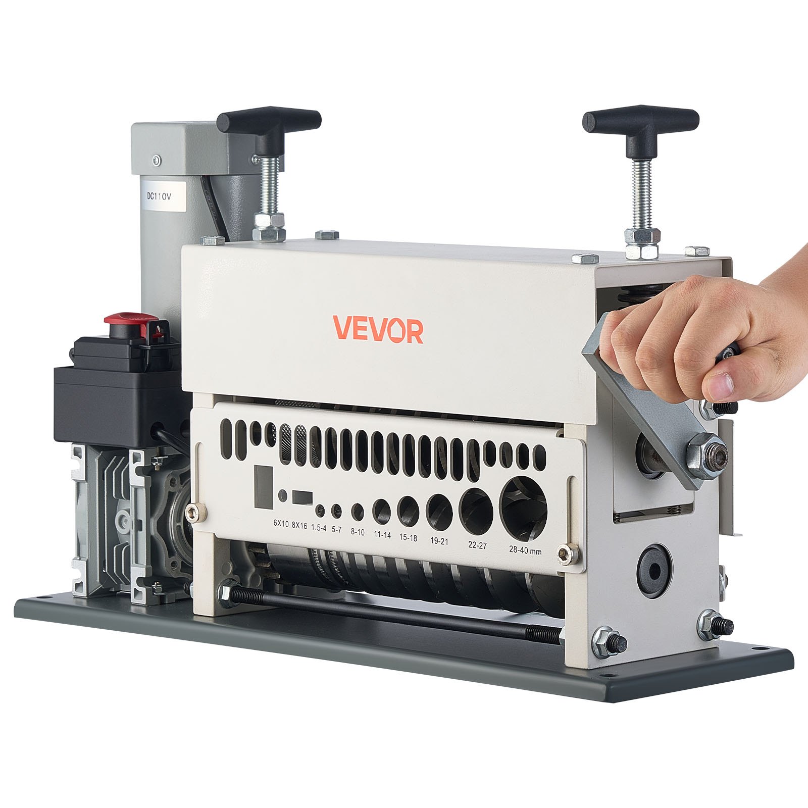 VEVOR elektrische kabelstripper, 1,5-40 mm, kabelstripmachine, 11-kanaals automatische koperkabelstripper, 370 W stripgereedschap met handmatige handslinger, noodstopknop