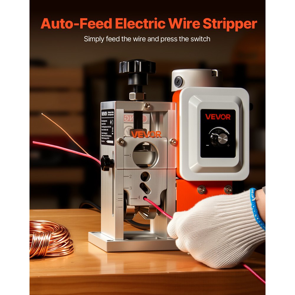VEVOR elektrische kabelstripmachine, 1,5-40 mm, 400 W, gemotoriseerde kabelstripper, 9,84 IPS (15 m/min) draadstripper met messen, V-vormige rollen, koelventilator, kabelstripmachine
