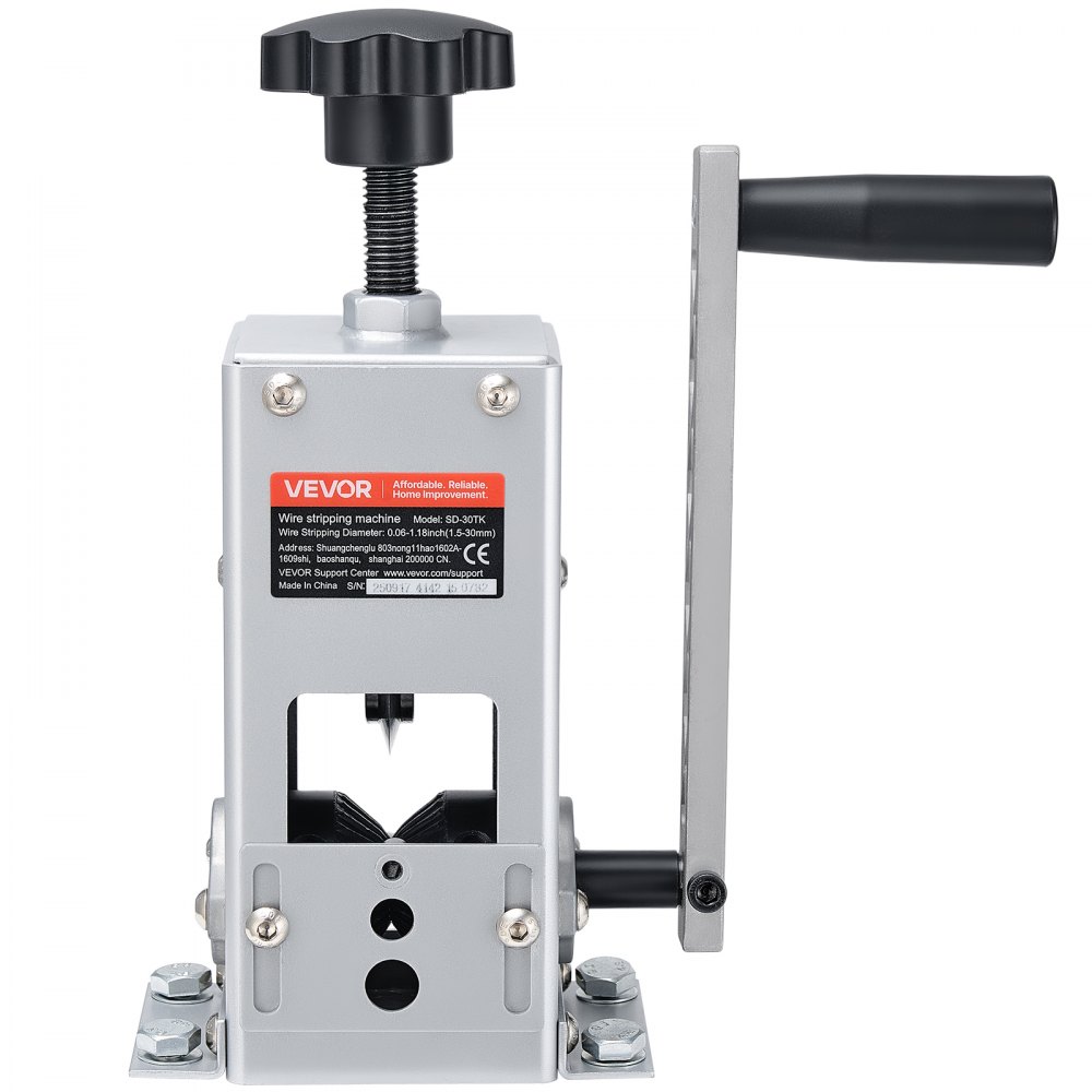 VEVOR Manual Wire Stripper Machine, 0.06-1.18 in, Copper Cable Stripper Tool, Hand Crank or Drill Powered Modes, Heavy-Duty Q235 Frame Wire Stripping Machine, Easy to Use, for Scrap Copper Recycling