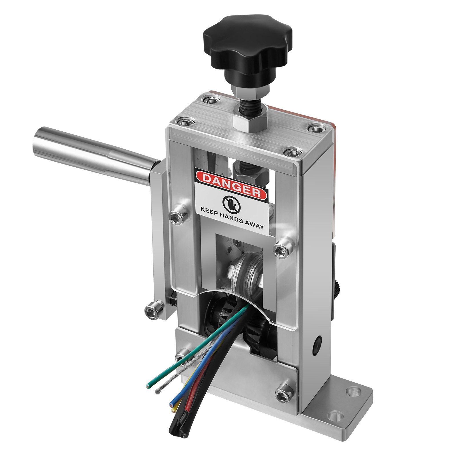 VEVOR Manual Wire Stripping Machine, 0.06-1 in, Copper Stripper with Hand Crank or Drill Powered, 64Mn Quenched Blades, 45# Steel Rollers, Aluminum Alloy Frame Wire Peeler, for Scrap Copper Recycling