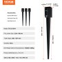 VEVOR Fence Post Anchor Ground Spike, 4 Pack 36 x 4 x 4 Inches Outer Diameter (Inner Diameter 3.5 x3.5 Inches), Metal Black Powder Coated Post Stake Ground, for Mailbox Deck Garden Railing