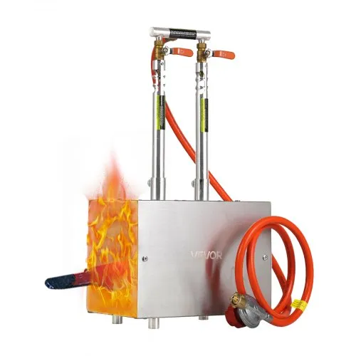 VEVOR draagbare propaangasoven met 2 branders, 1427 °C, vierkante smederij, roestvrij staal, gereedschap en apparatuur voor gassmeden, smeltoven voor gebruik bij het smeden van metaal.