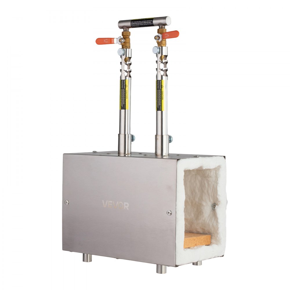 VEVOR Portable Propane Forge, 2 Burners, 1427℃ Tool and Knife Making Blacksmithing Farrier Forge, Large Capacity Square Shape, Stainless Steel Gas Forging Tools and Equipment, Use for Metal Forging