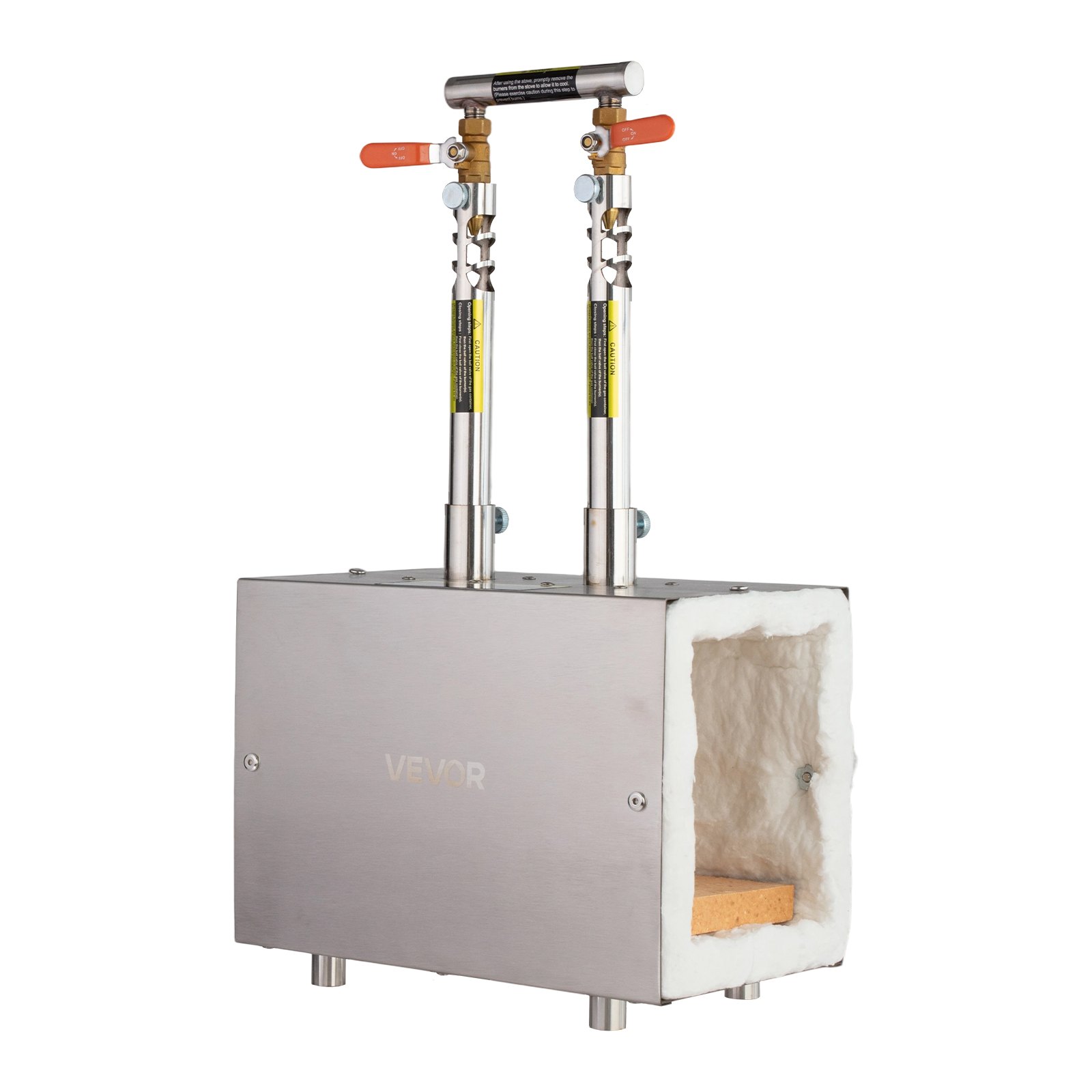 VEVOR Portable Propane Forge, 2 Burners, 1427℃ Tool and Knife Making Blacksmithing Farrier Forge, Large Capacity Square Shape, Stainless Steel Gas Forging Tools and Equipment, Use for Metal Forging