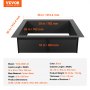 VEVOR fire pit ring dimensions and details in black carbon steel, 36 x 36 inch, 10 inch tall.