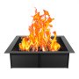 black square-shaped VEVOR fire pit ring with bright orange flames.