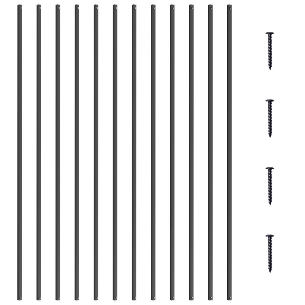 VEVOR metalen trapleuningen met 11 staven en schroeven op een witte achtergrond.