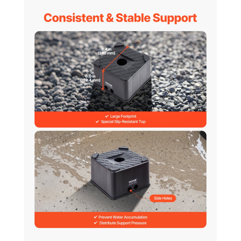 VEVOR 2 stuks RV-nivelleringsblokken Trailer Jack Blocks 2722 kg laadvermogen (per blok) als krikstandaard voor RV's, RV-accessoires voor 5th Wheel Class A/C caravans