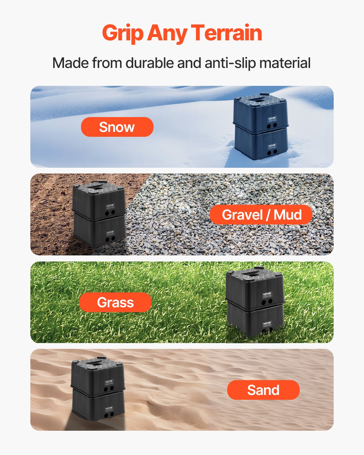 VEVOR Trailer Jack Blocks, 6" High Heavy Duty RV Leveling Blocks, Each with 6000 lbs Capacity, as RV Jack Stand, Stool, Camper Accessories, for Travel Trailers, 5th Wheels Class A/C Motorhomes, 2 Pcs