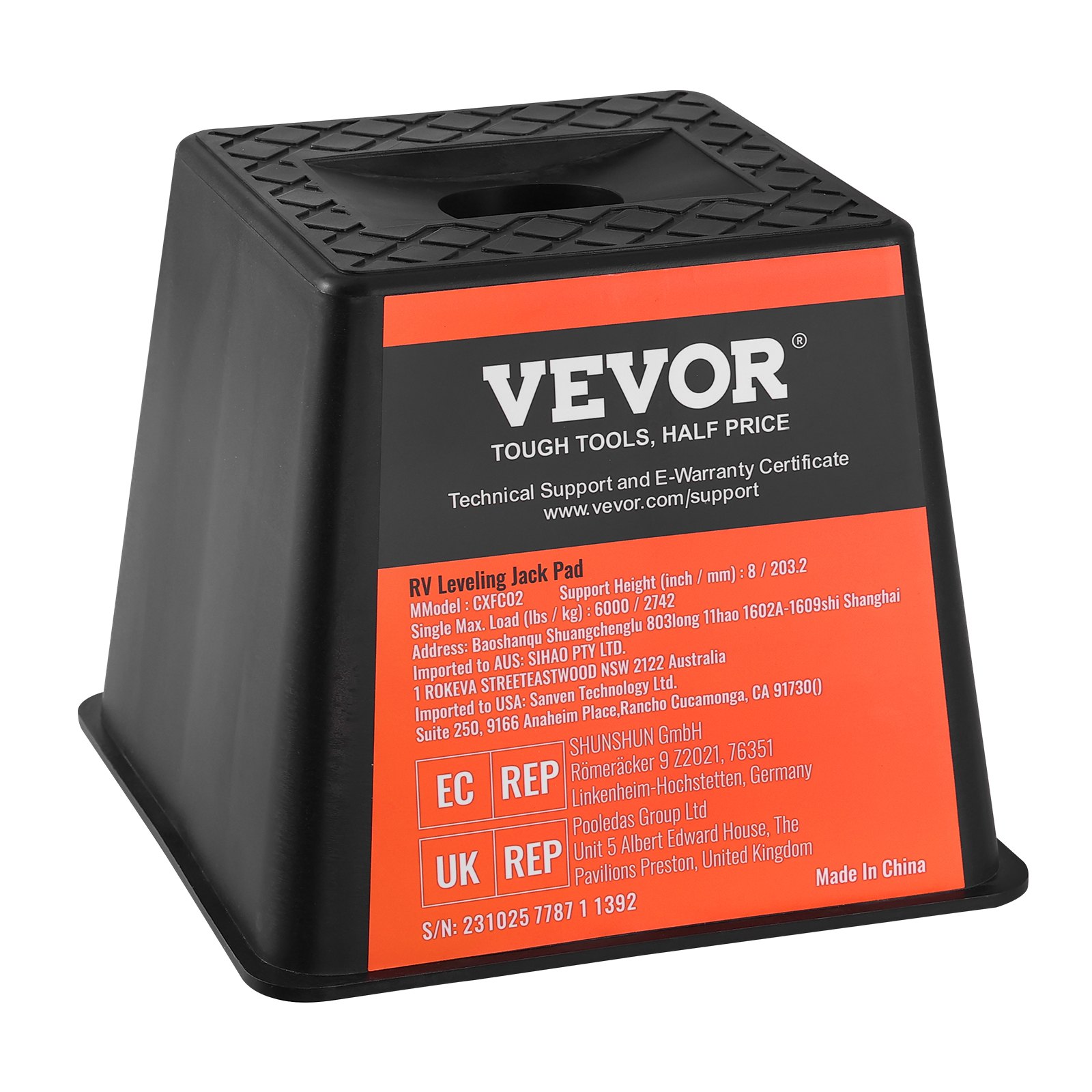 VEVOR Trailer Jack Block RV-reisaccessoires, 4-pack krikken, 2721 kg capaciteit per RV-nivelleringsblok, voor elke krik, paal, voet en vijfde wiel