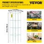 VEVOR Tomato Cages, 37 x 37 x 100 cm, Set of 3 Square Plant Support Cages, Heavy Duty Green Tomato Towers Made of PVC Coated Steel for Climbing Vegetables, Plants, Flowers and Fruits