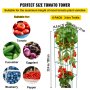 VEVOR Tomato Cages, 37 x 37 x 100 cm, Set of 6 Square Plant Support Cages, Heavy Duty Green Tomato Towers Made of PVC Coated Steel for Climbing Vegetables, Plants, Flowers and Fruits