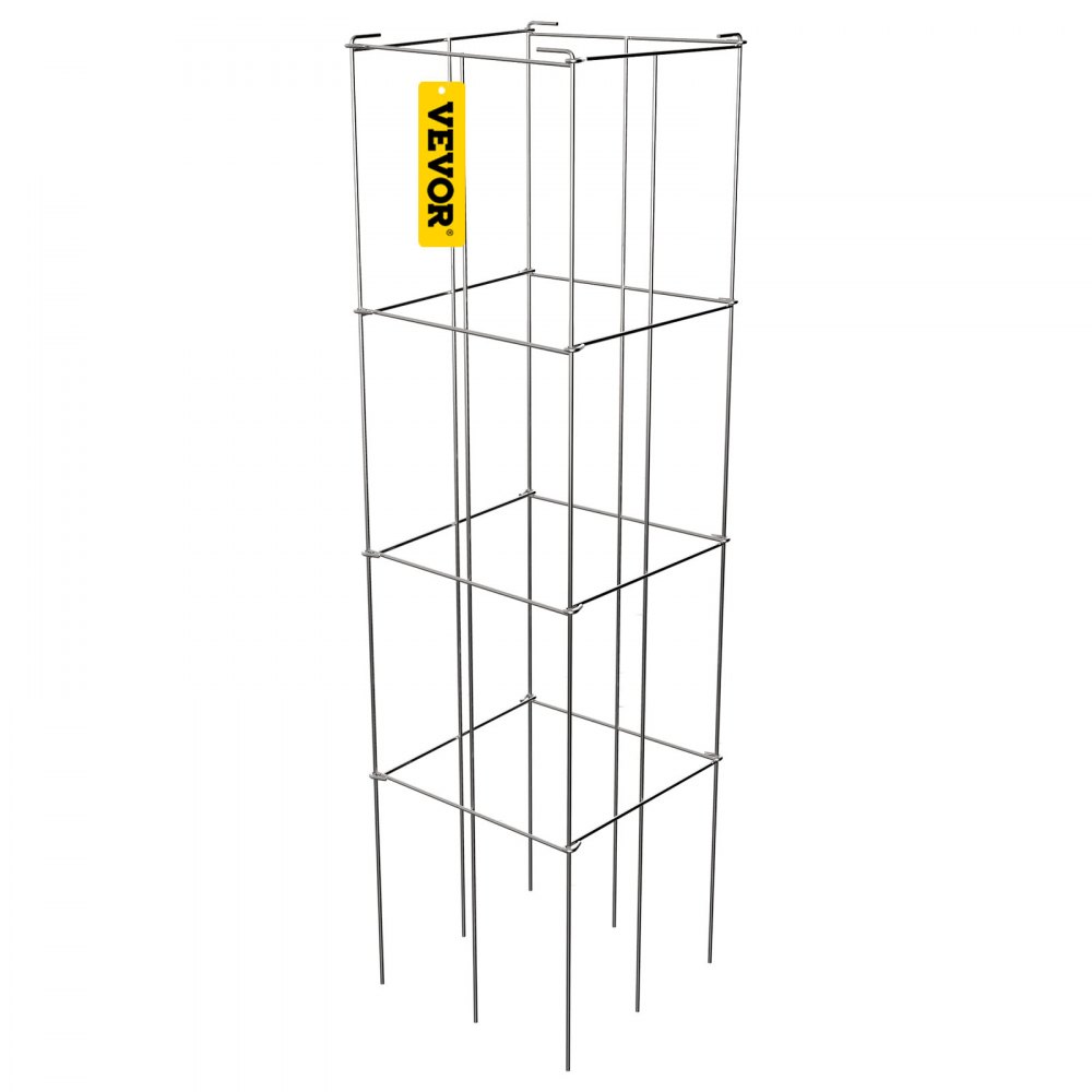 VEVOR Tomatenkooien, 30 x 30 x 117 cm, set van 10 vierkante plantenkooien, robuuste zilveren, met PVC gecoate stalen tomatentorens voor het klimmen van groenten, planten, bloemen en fruit
