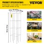 VEVOR Tomato Cages, 30 x 30 x 117 cm, Set of 10 Square Plant Support Cages, Heavy Duty Silver PVC Coated Steel Tomato Towers for Climbing Vegetables, Plants, Flowers and Fruits
