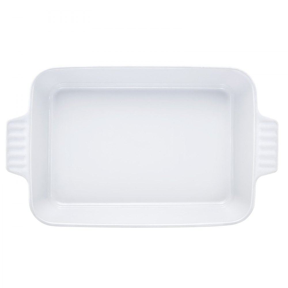 VEVOR Ceramic Baking Dish, Large 9" x 13" Pan, Rectangular Bakeware with Double Handles, Oven Secure, Lasagna Pan, Casserole Dish Deep for Baking and Serving, Thanksgiving & Christmas Present, White