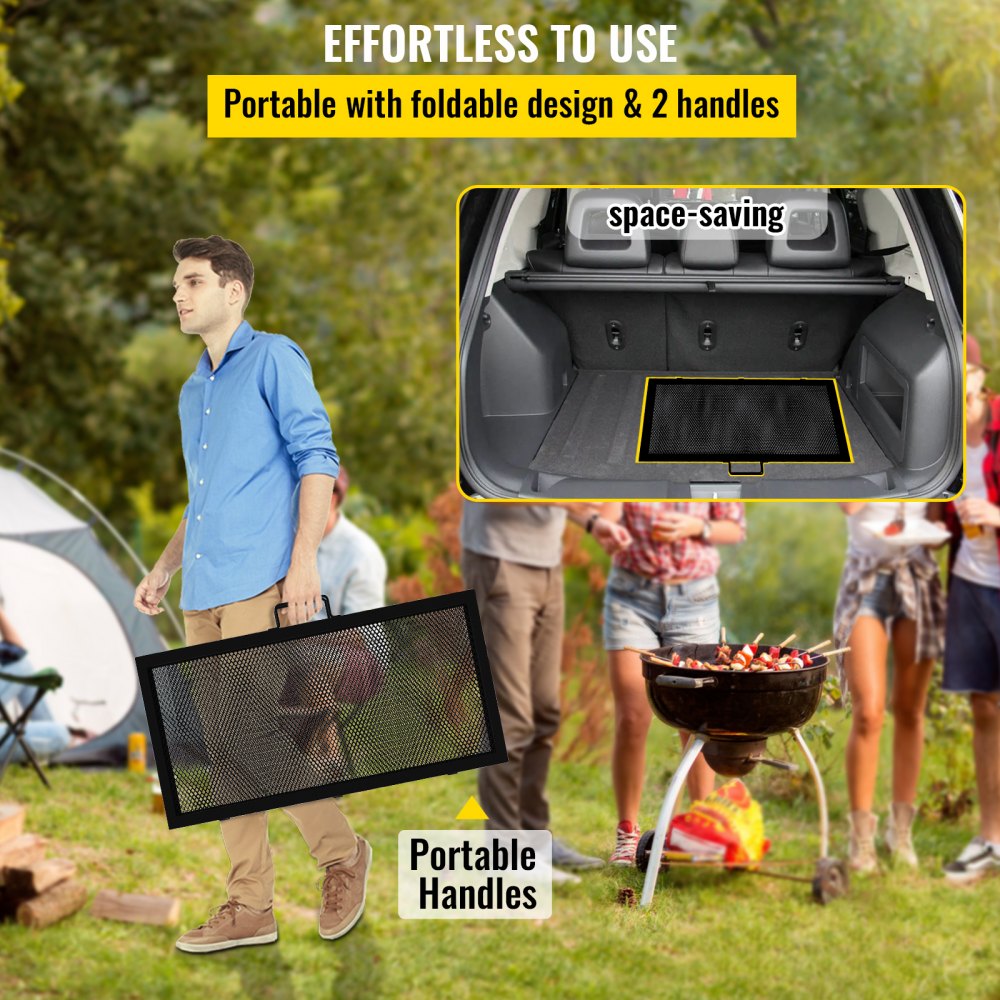 VEVOR Fire Pit Cooking Grate 36 Inch, Foldable Square Cooking Grill Grates, Heavy Duty X-Marks BBQ Grill with Portable Handle & Solid Steel for Outdoor Campfire Party & Gathering