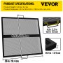 VEVOR fire pit cooking grate with mesh surface, dimensions 40.3"x36"x0.9", and weight 9.3 lbs.