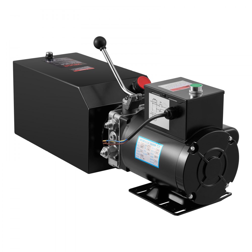 VEVOR 14 Qt hydraulische krachtbron, enkelwerkende stalen pomp voor kipperaanhangers, maximale overdruk van 22 MPa en debiet van 6,3 l/min, hydraulische pomp met metalen reservoir voor het heffen van kipperaanhangers.